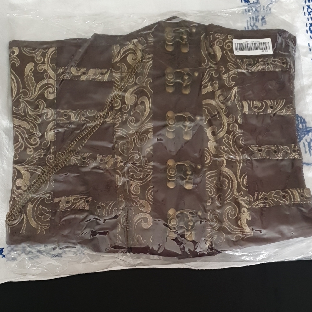 Steampunk Brown and Gold Brocade Underbust Corset